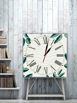 Настенные часы картина на холсте Зеленое сканди, 30х30 см